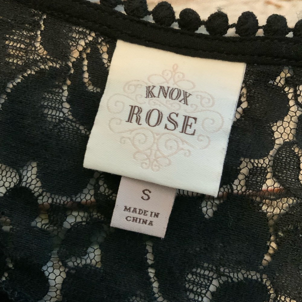 Knox Rose Black Lace Peasant Top Small - Boho Romantic Gothic Long Sleeve S - Picture 2 of 2